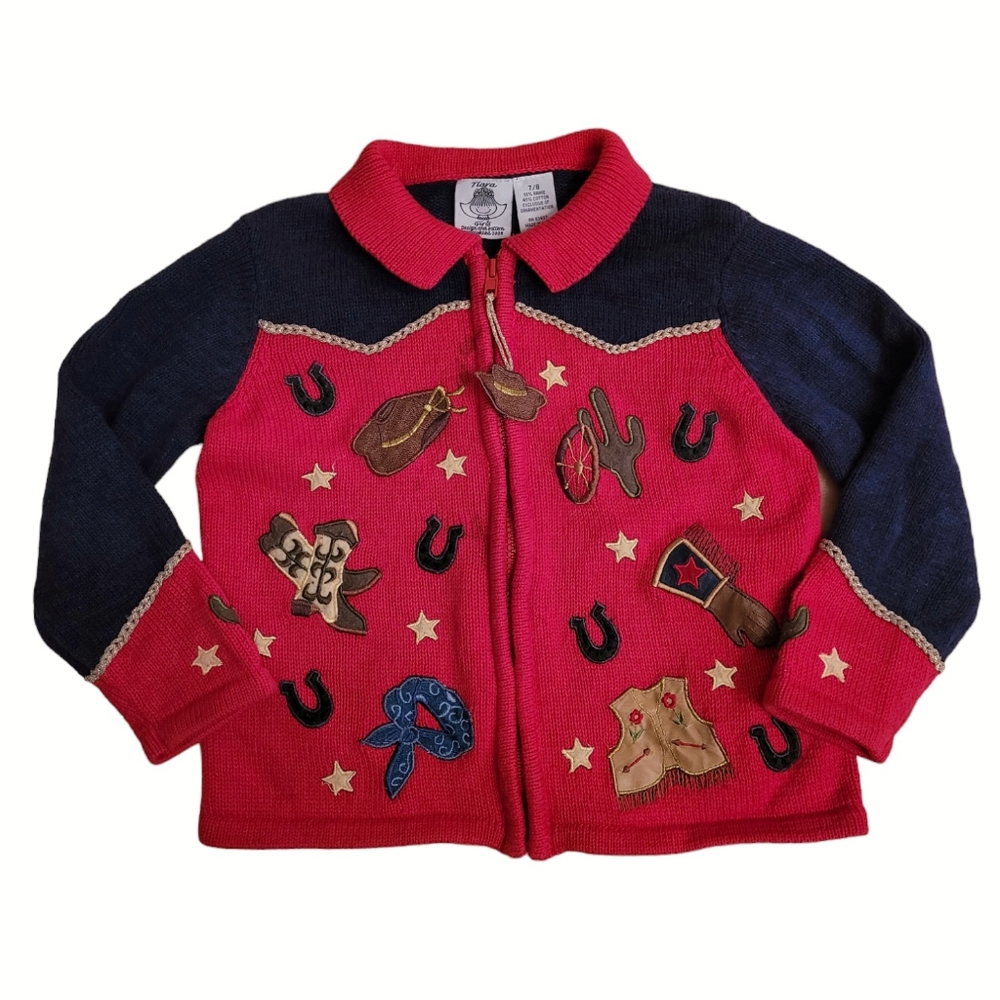 Vintage 1990s Y2K Tiara Girls western cowgirl rodeo embellished cardigan